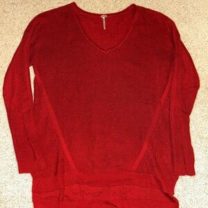 Poof! Classic Red V-Neck Sweater